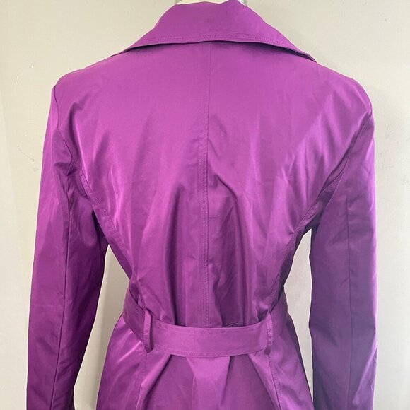 SANDRO STUDIO Purple Ruffle Trim All-Weather Lightweight Jacket Tie Belt, Large - Picture 9 of 11